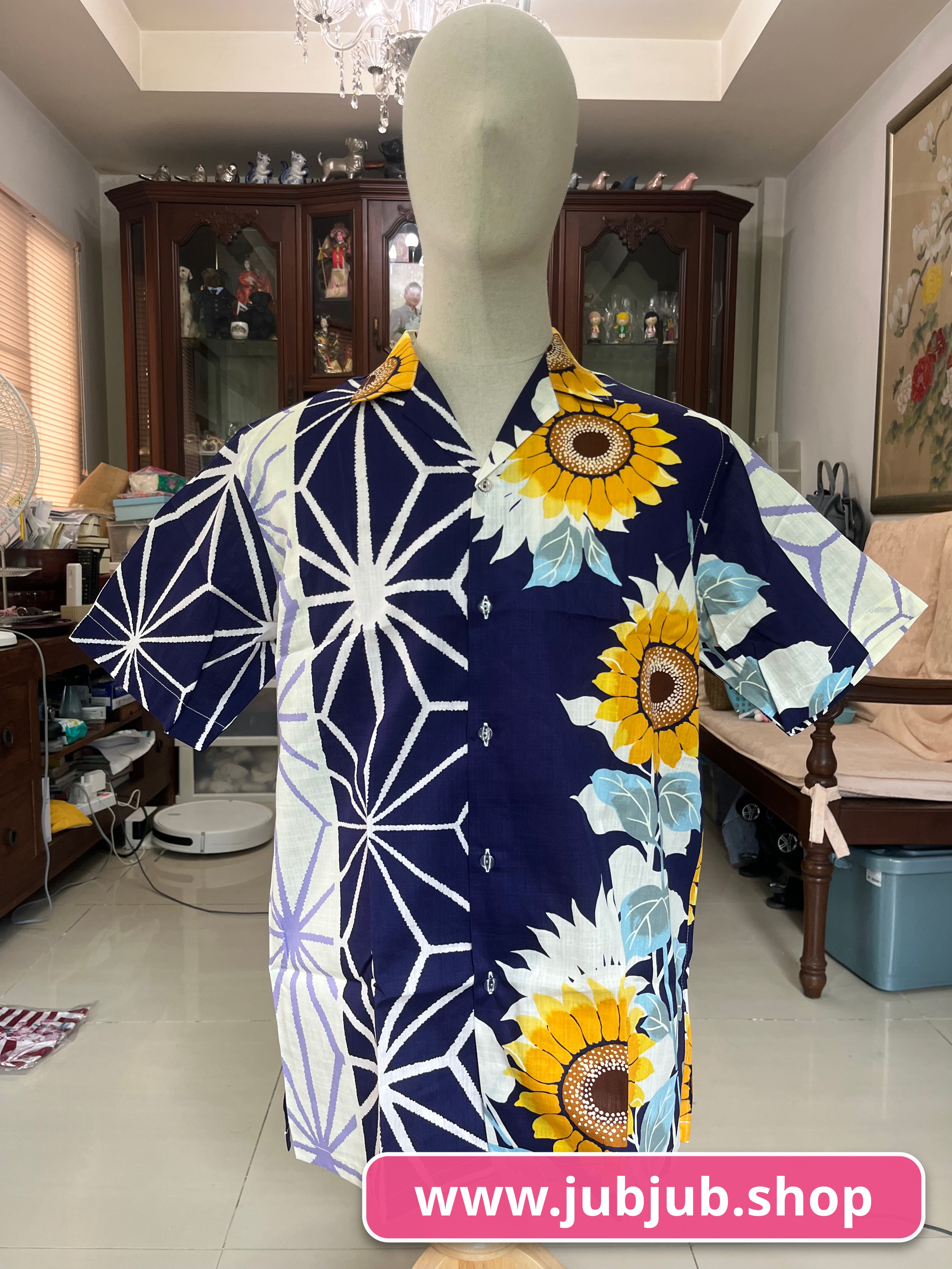 เสื้อฮาวายลายญี่ปุ่น ทรงคอปก แขนสั้น