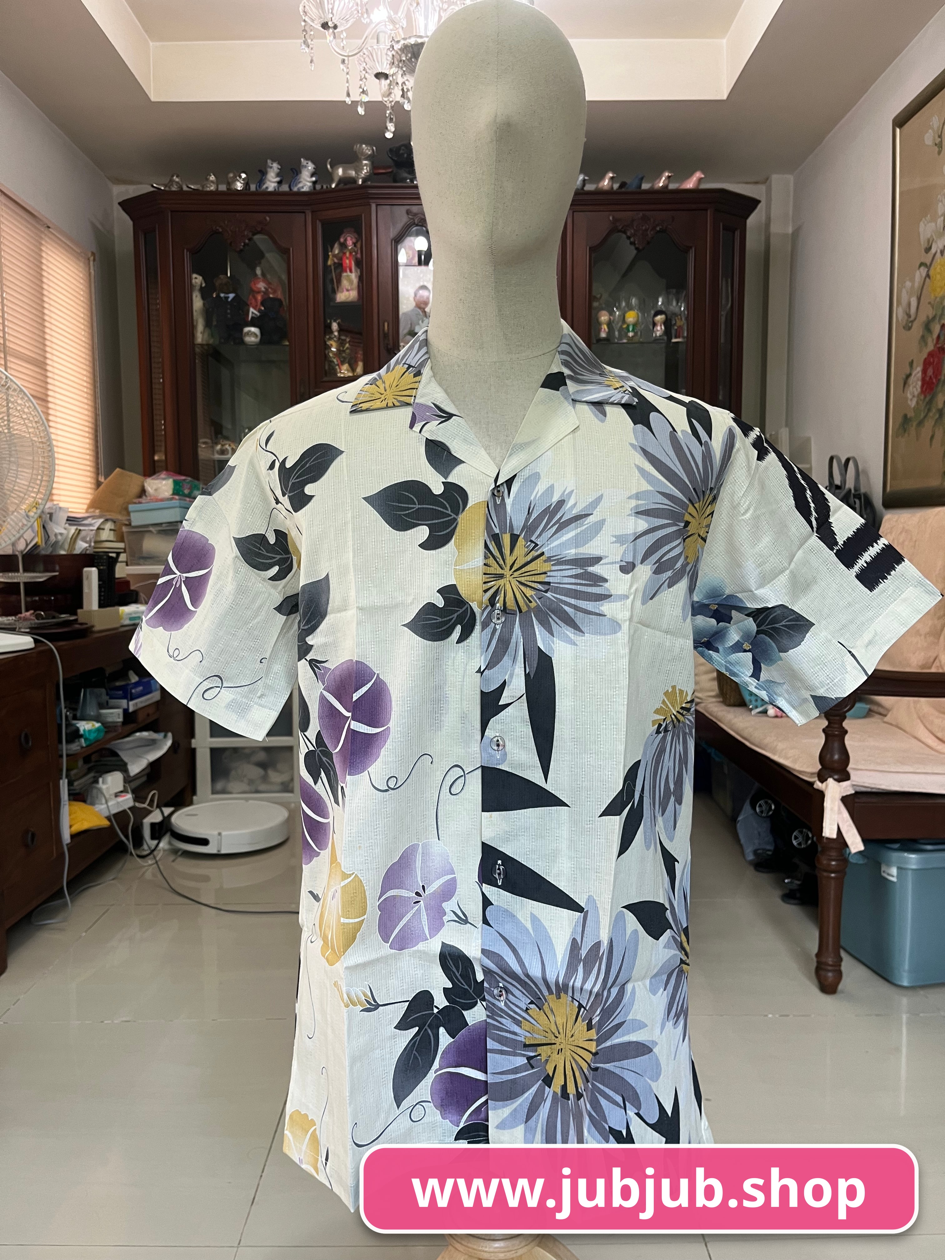 เสื้อฮาวายลายญี่ปุ่น ทรงคอปก แขนสั้น